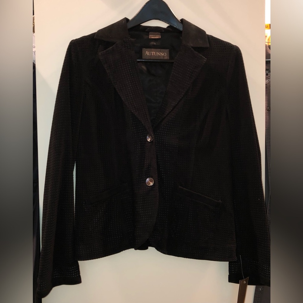 Autunno Perforated Black Suede Women’s Jacket